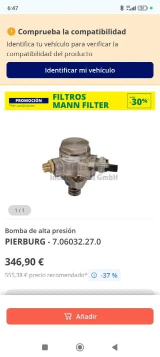 Bomba de alta presión Pierburg tsi