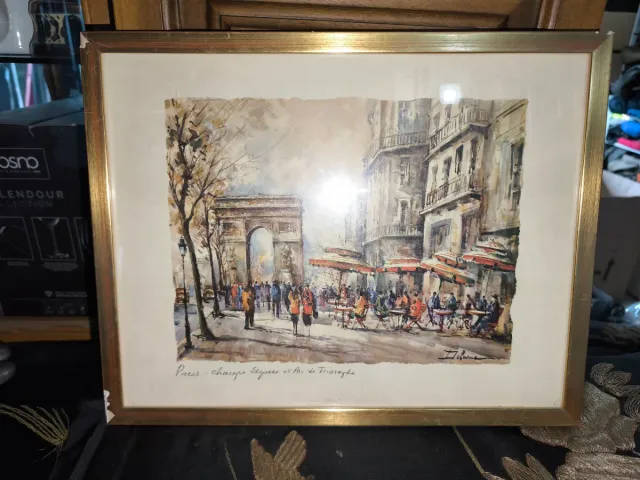 Quadro Vintage Paris Arco Triunfo Cafés