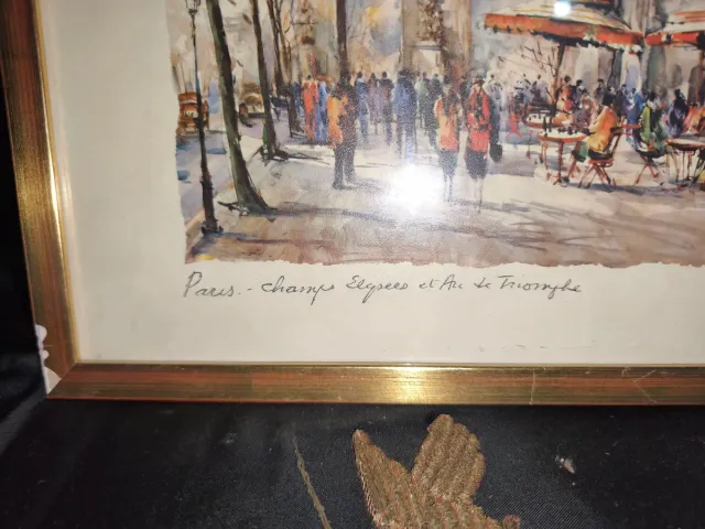 Quadro Vintage Paris Arco Triunfo Cafés