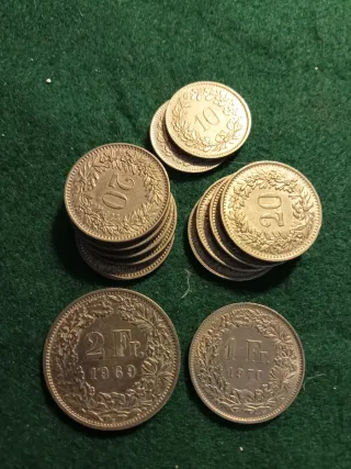 Lote 13 monedas Suiza 10, 20 y 1 Fr.