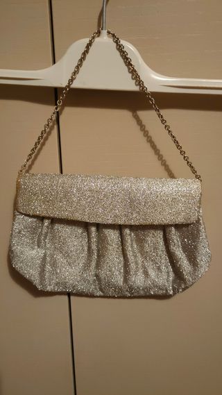 Pochette con brillantini argento