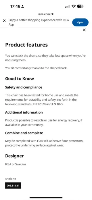 Lote 4 Sillas Ikea Nordmyra