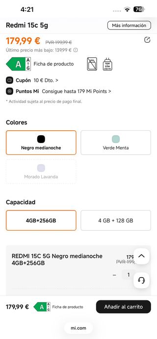 ÚLTIMO PRECINTADO Xiaomi Redmi 15C 5G (8GB y 256GB