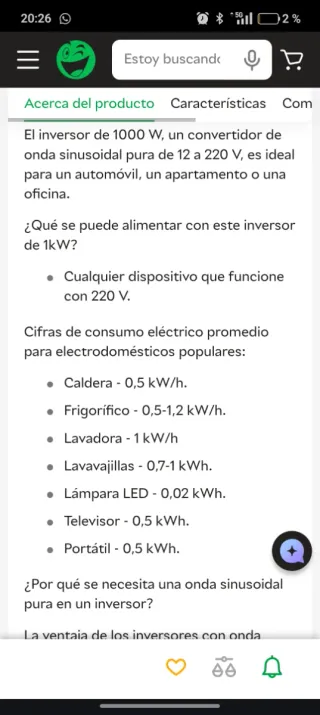 Inversor de Corriente 1000W 24V DC a AC
