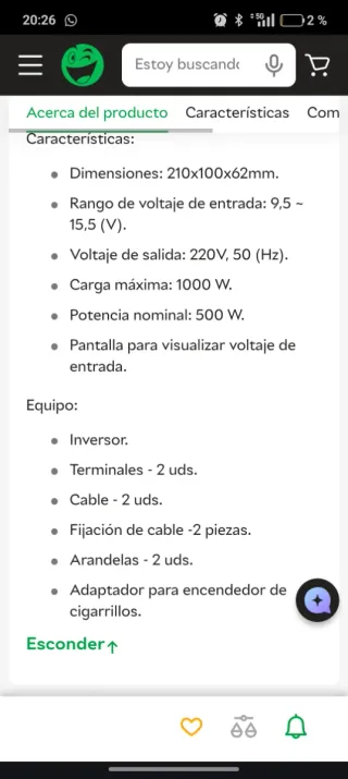 Inversor de Corriente 1000W 24V DC a AC