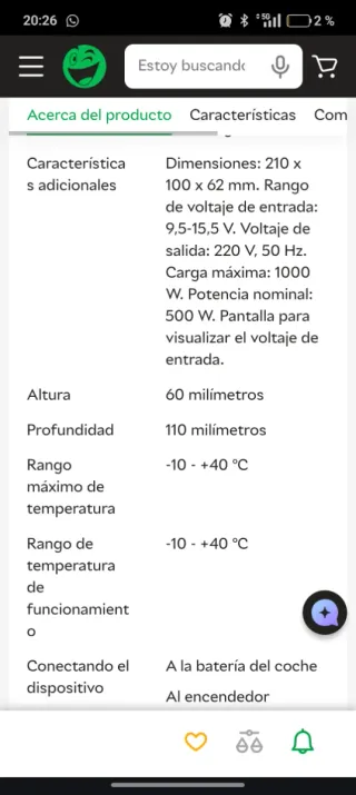 Inversor de Corriente 1000W 24V DC a AC