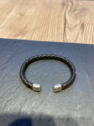 Pulsera Tous Cuero Trenzado Plata