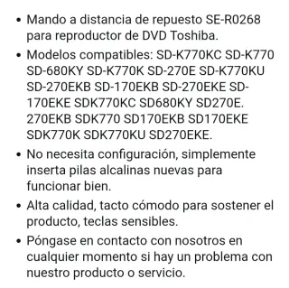 Mando Toshiba SE-R0268