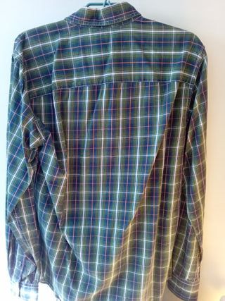 Camisa Benetton cuadros verde y azul
