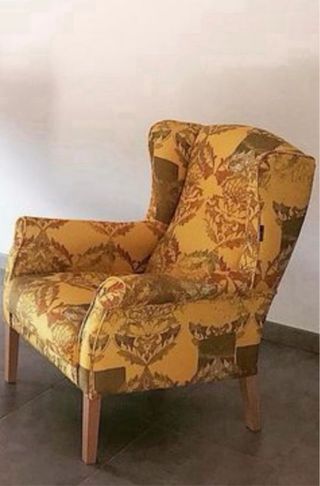 2 Poltrone Vintage in Tessuto Giallo