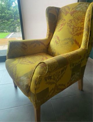 2 Poltrone Vintage in Tessuto Giallo