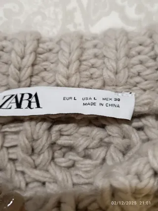 Jersey Zara Beige Trenzado Cuello Alto