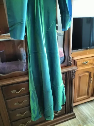 Vestido de fiesta largo azul y verde