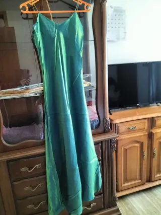 Vestido de fiesta largo azul y verde