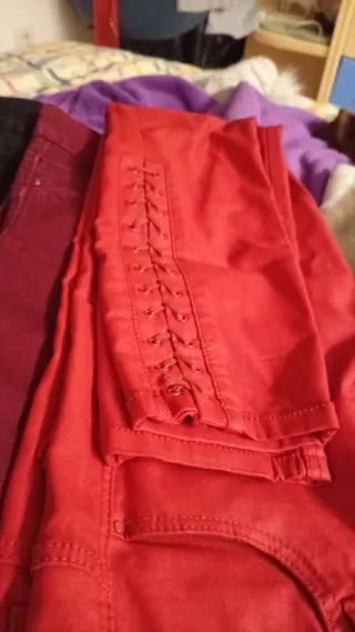 Pantalón Piel Rojo Talla 38
