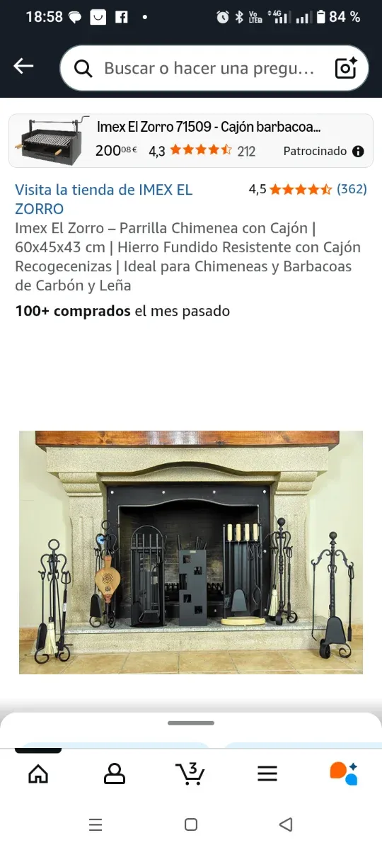 Parrilla para chimenea de metal