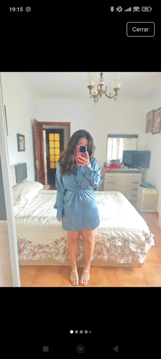 Vestido satinado Zara azul