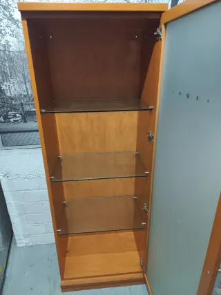 Mueble Estantería Madera y Cristal