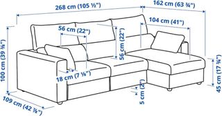 Sofá chaislongue Tres plazas gris tela