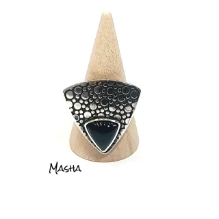 Anillo Zamak Baño Plata Negro