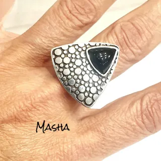 Anillo Zamak Baño Plata Negro