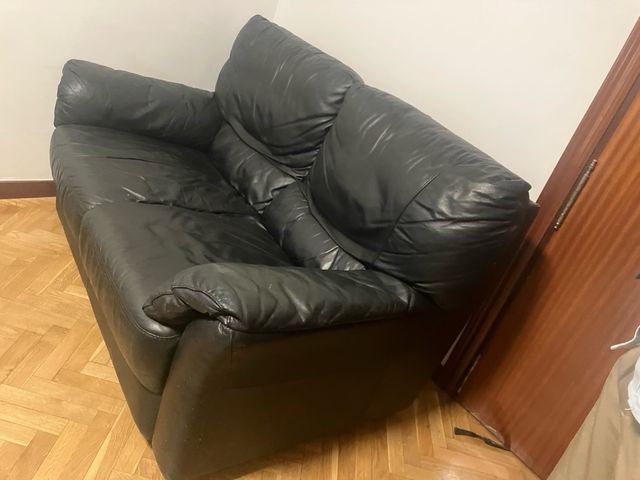 Sofá de piel negro 2 plazas