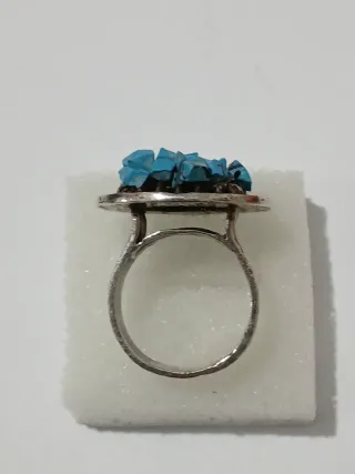 Anel Prata 925 Vintage Turquesa Artesanal