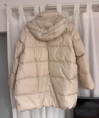 Abrigo Zara Beige Plumas Talla M