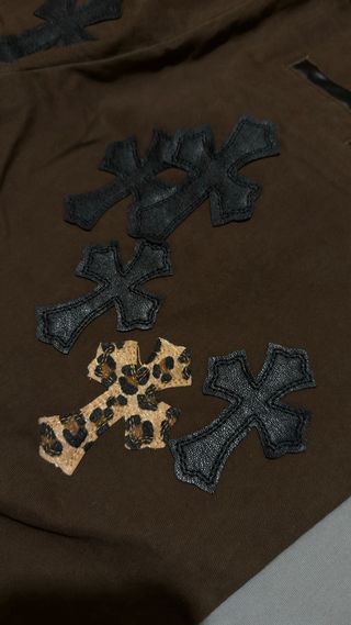 Pantalones Chrome Hearts Marrones con Cruces