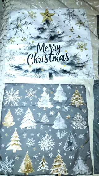 Copricuscini Natale Alberi e Fiocchi Neve
