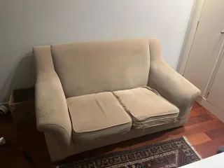 Sofá 2 plazas blanco tela