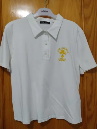 Polo Zara Blanco con Logo Los Angeles