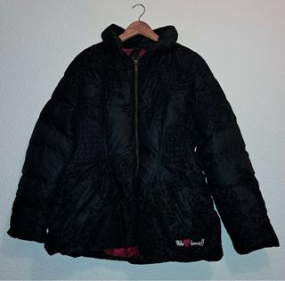 Abrigo Desigual Negro Encaje Talla XL