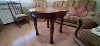 Mesa redonda extensible de madera 90cm