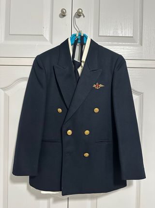 Traje comunión niño azul y dorado