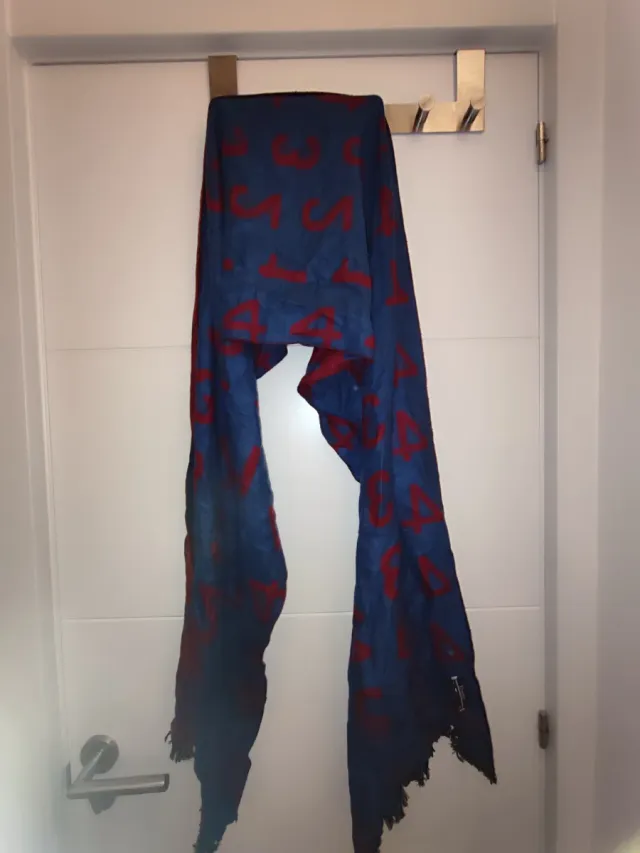 Cachecol de cashmere Dustin azul e vermelho