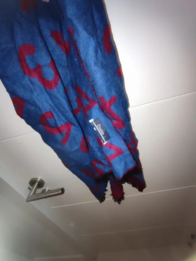 Cachecol de cashmere Dustin azul e vermelho