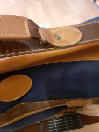 Borsone da viaggio blu e marrone