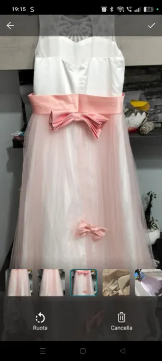 Vestito da comunione bianco e rosa