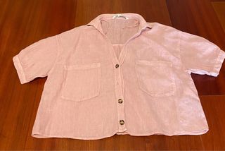 Blusa Rosa Zara Manga Corta
