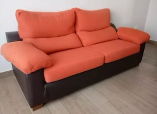 Sofá 3+2 plazas marrón y naranja