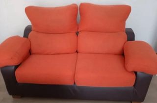 Sofá 3+2 plazas marrón y naranja