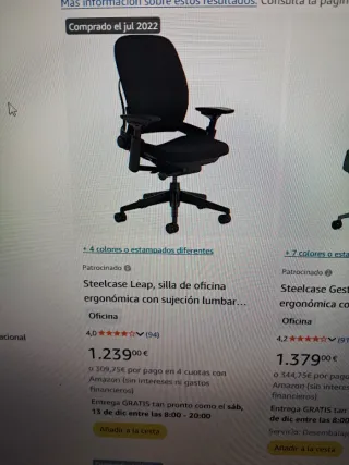 Silla ergonómica STEELCASE LEAP V2 Negra