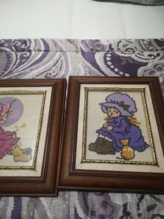 2 Cuadros Punto de Cruz Niñas