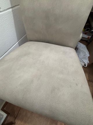 4 Sillas Comedor Tela Beige Patas Blancas