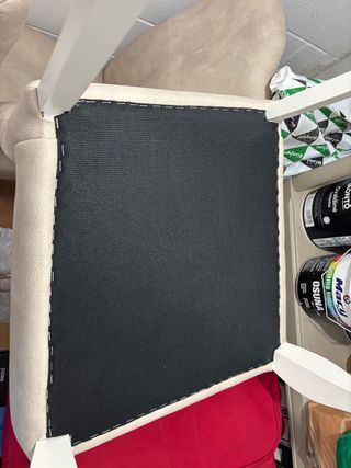 4 Sillas Comedor Tela Beige Patas Blancas