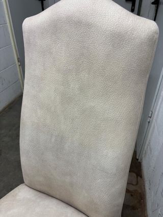 4 Sillas Comedor Tela Beige Patas Blancas