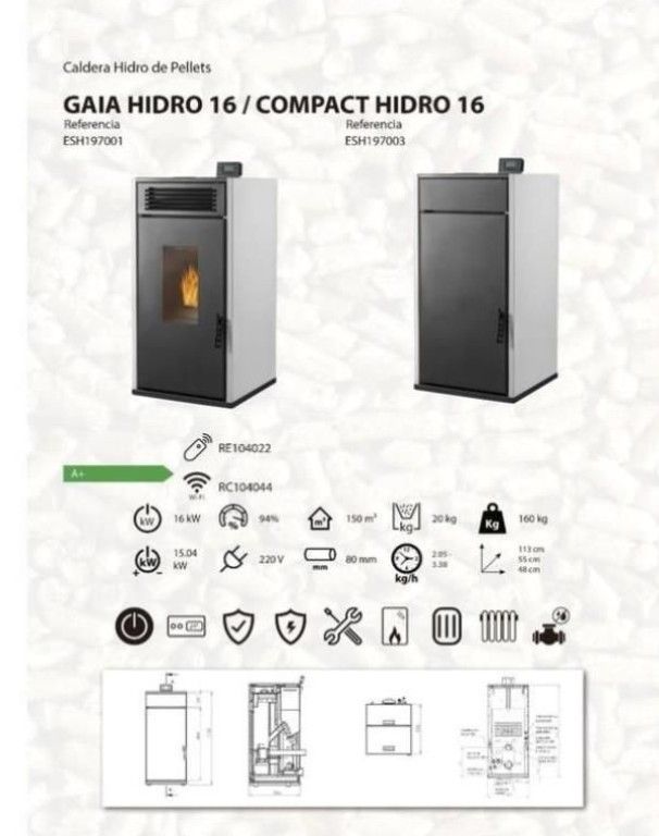 Caldera Nueva de Pellets Hidro 16 ESH197001GRA
