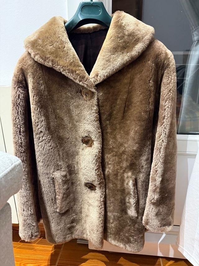 Jaqueta de Lã Autêntica Bege/Marrom