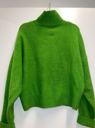 Jersey Zara Verde Cuello Alto Mujer